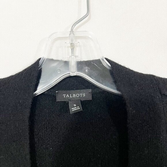 Talbots Black Pearl Button Cardigan Sweater Wool Alpaca Cozy - Size Small - Picture 4 of 7